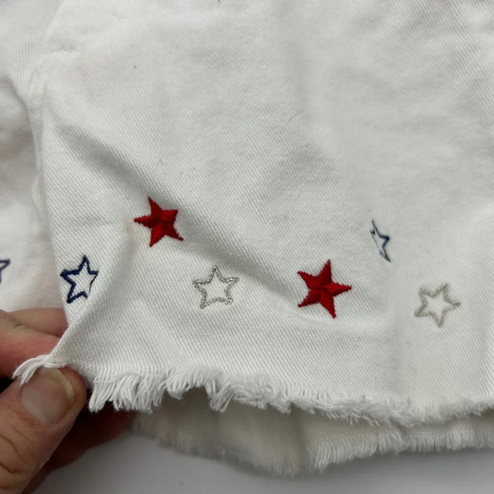 OshKosh Bgosh Vintage 4T Denim Shorts Set White Star Blue Floral Embroidered 90s